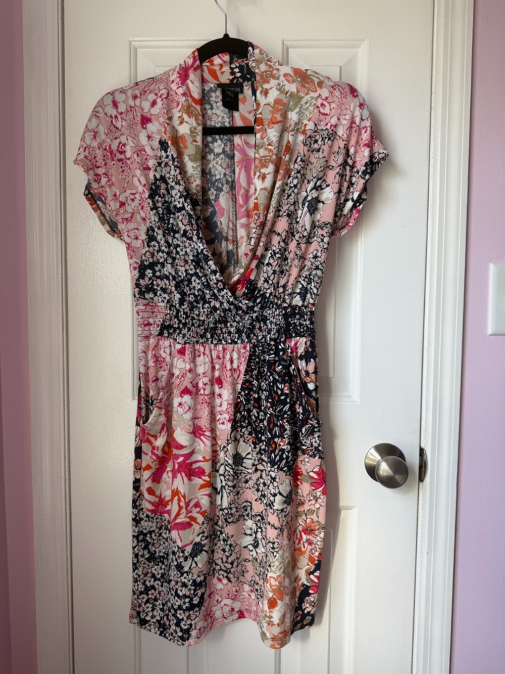 Enfocus Studio Pink Mix Floral Wrap Midi Dress